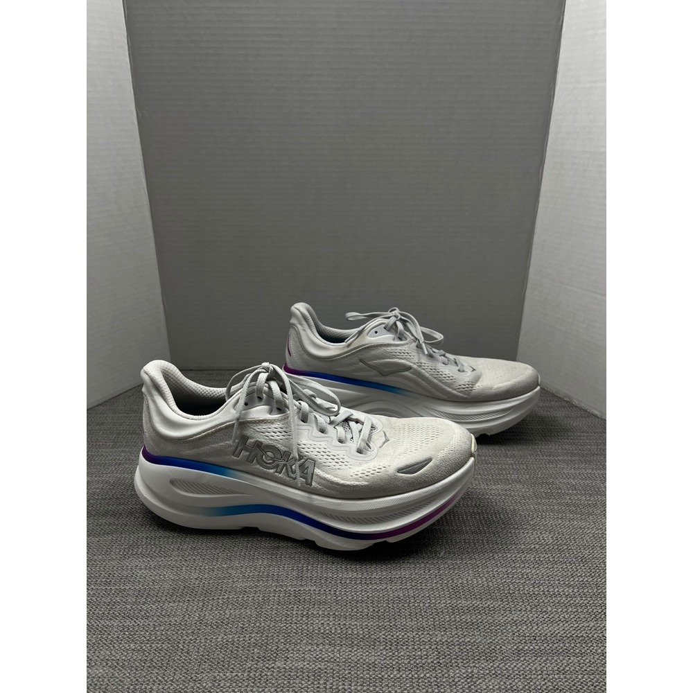 Hoka Bondi 9 Running Shoes Women's 10.5 White Blue Purple Gradient Sneakers